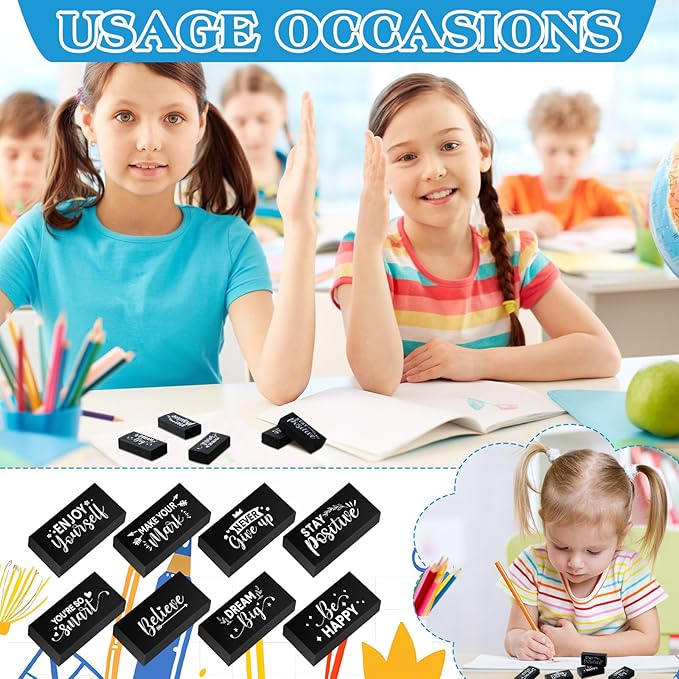 Dunzoom 100 Pcs Inspirational Pencil Erasers Bulk - Image 6