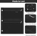 3-Ring Binder Pencil Pouch, Zipper Organizer with 3 Compartments, Mesh Window & Metal Grommets, Durable Oxford Pen Case for School Office Supplies Black