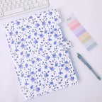 SKYDUE Expanding File Folder with 5 Pockets, Floral Accordion File Organizer for Important Document, Portable Receipt Paper Organizer, School Office Supplies,Blue