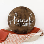 Custom Round Nursery Name Sign, Personalized Wooden Wall Plaque, Baby Shower - Image 3