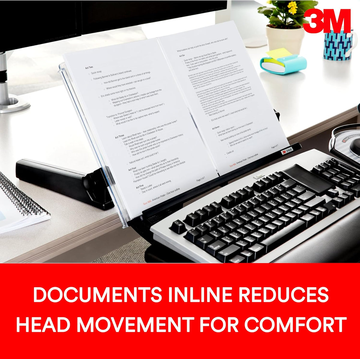 3m adjustable in-line document holder, black, dh640, 1, close-up detail