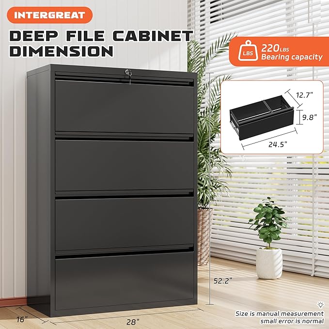 INTERGREAT 4 Drawer File Cabinet, Lateral File Cabinet - Image 4