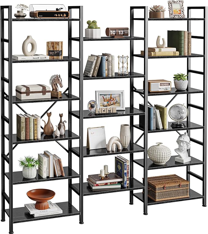 SUPERJARE Triple 6 Tier Bookshelf, Bookcase - Image 9