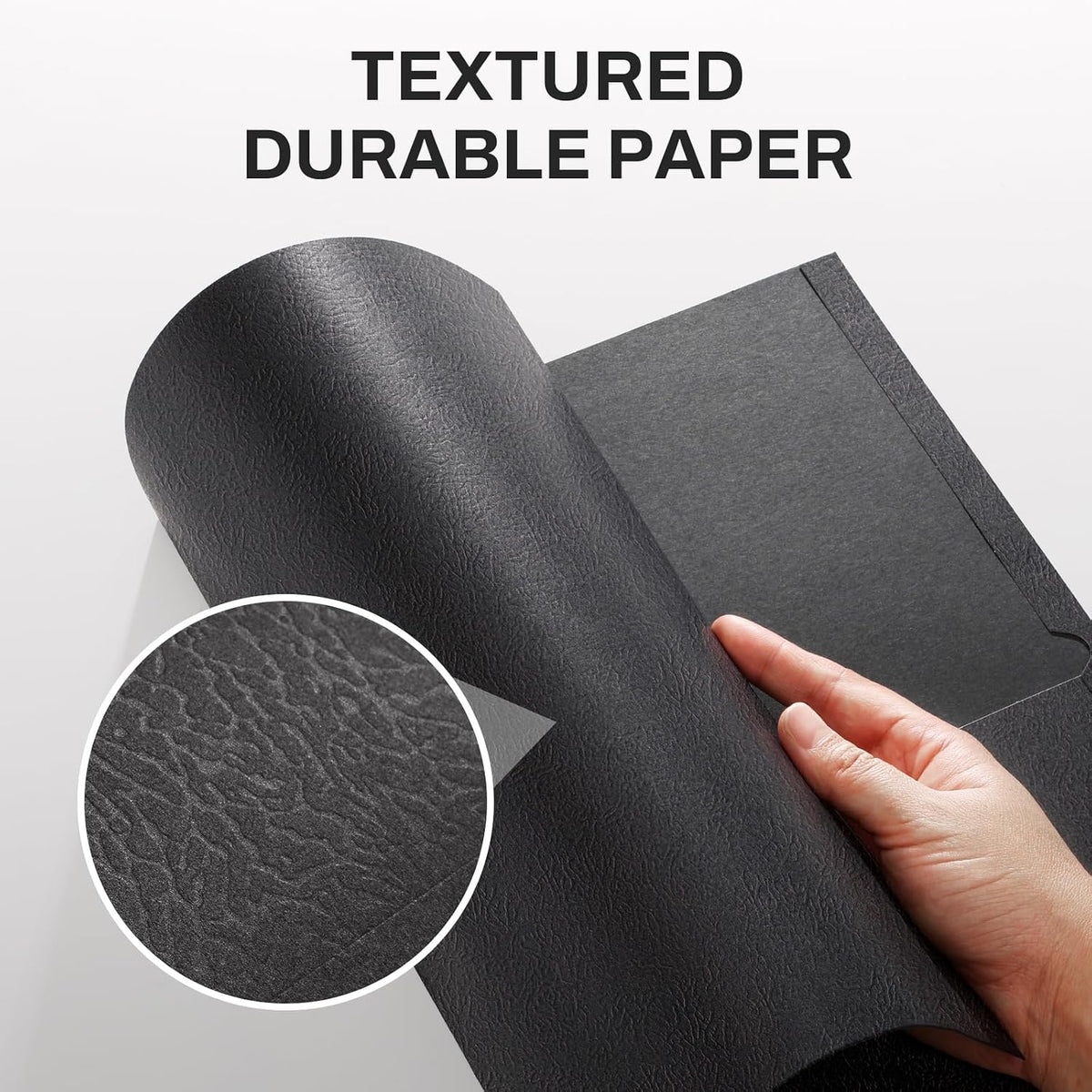 sunee folders with pockets(125 pack, black), 2 pocket, close-up detail