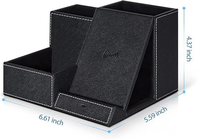 TopMade Wireless Charger with Desk Nightstand Organizer, PU Leather Pen Pencil - Image 5