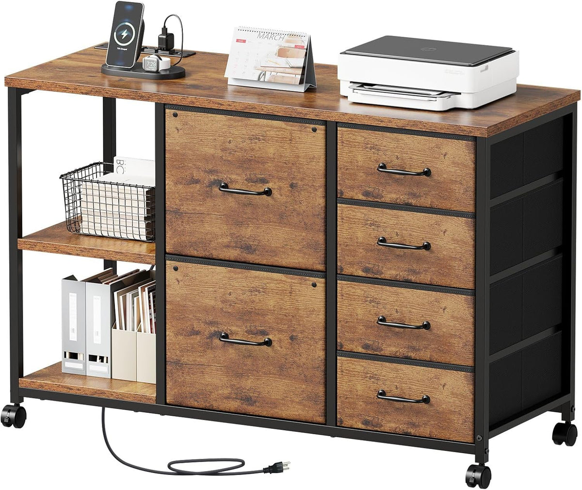 maihail 6 drawer file cabinet with charging station, main product view