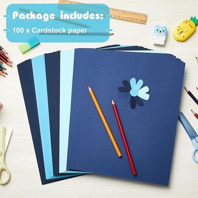 Sinmoe 100 Sheets 5 Shades Cardstock Paper 8.5 x 11 Inches 180gsm Solid Core - Image 3