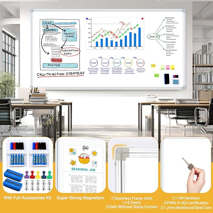 4'x8' WhiteBoard Magnetic Dry Erase White Board - Image 5