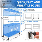 4000 LBS Heavy Duty Wire Rack 48 x 18 x 76, 5-Tier NSF Commercial Rolling Rack - Image 2
