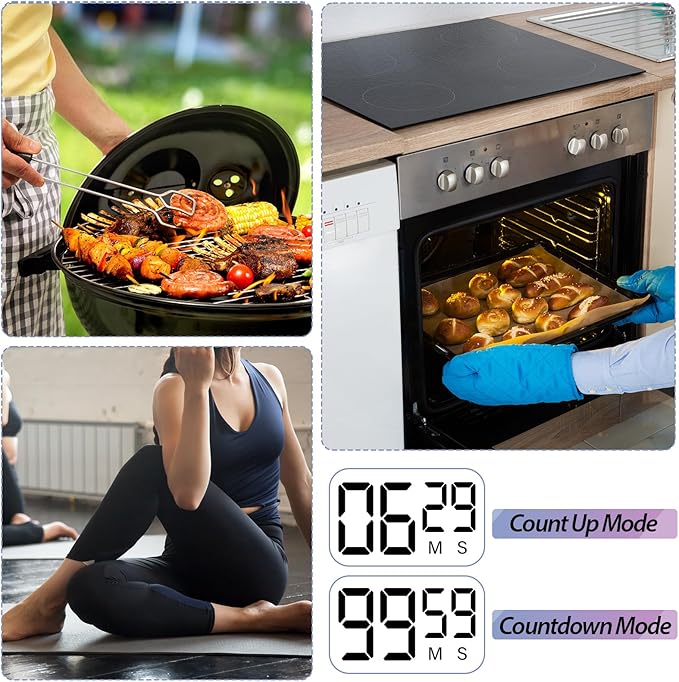 Weewooday 24 Pcs Digital Kitchen Timer Magnetic Timer Bulk On/Off Switch Minute - Image 3