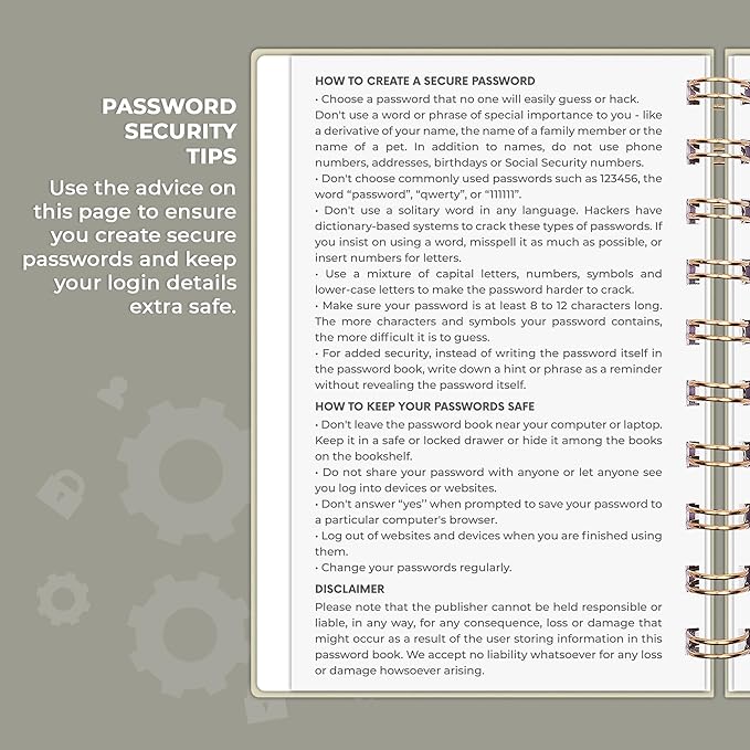 Clever Fox Password Book Spiral – Mini Internet Address & Password Organizer - Image 5