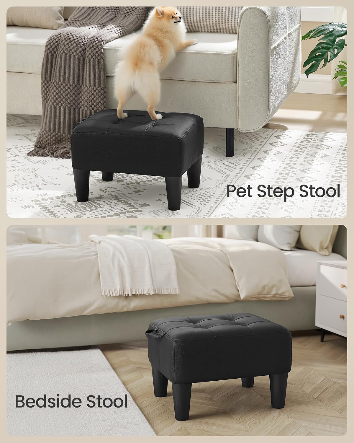 SONGMICS Storage Ottoman, PVC Leather Footrest with Hidden Storage
