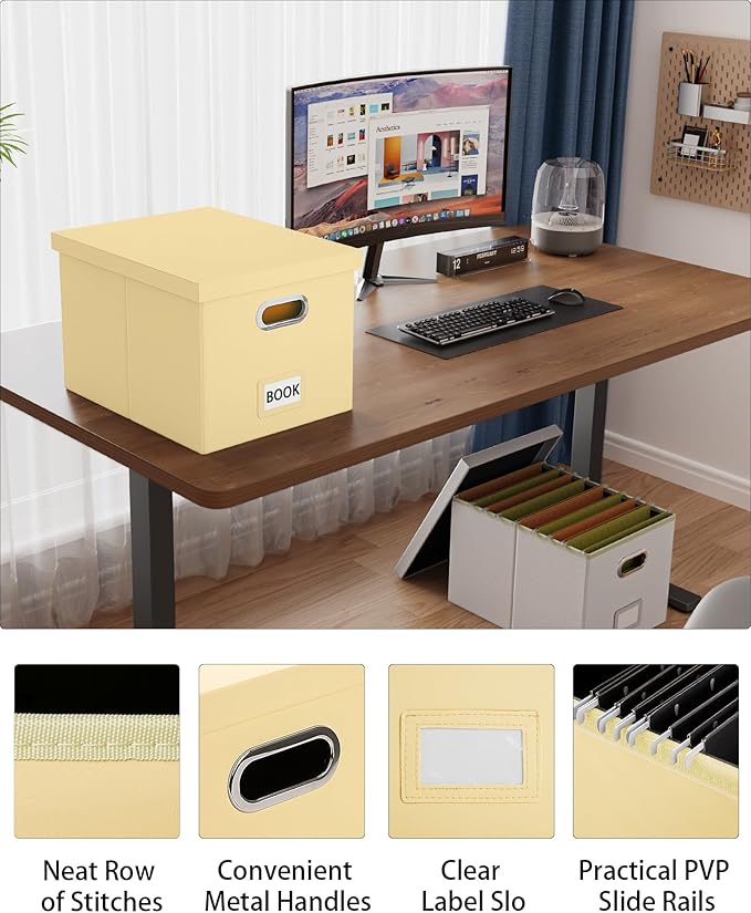 Oterri 2 Pack File Storage Organizer Box, Portable Document Box - Image 3