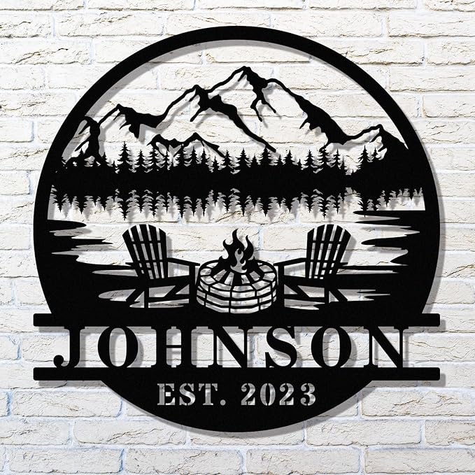 Personalized Campfire Name Metal Signs, Custom Last Name Sign by HYTSIGN