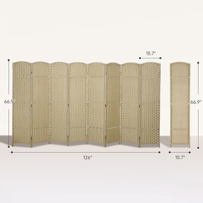 HOMCOM Room Divider, 8 Panel Folding Privacy Screen, 5.6' Tall Freestanding - Image 7