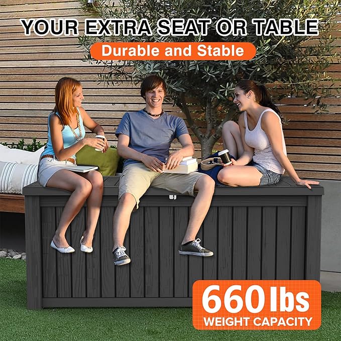 EasyUp 180 Gallon Deck Boxes Waterproof, Outdoor Large Storage Boxes - Image 4