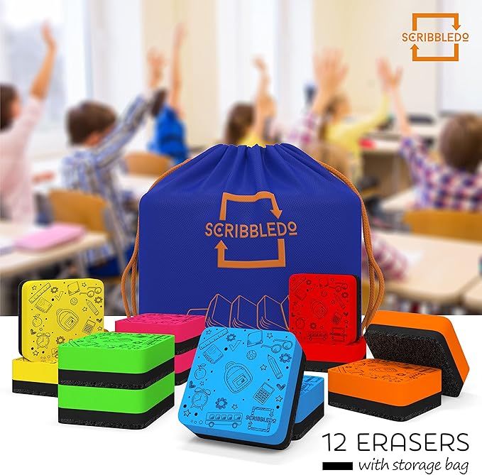 12 Pack Dry Erase Erasers Assorted Colors Magnetic Whiteboard Erasers - Image 4