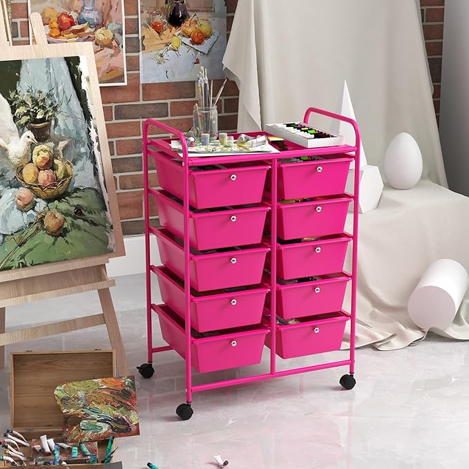 GOFLAME 10-Drawer Rolling Storage Cart, Art Craft Storage Organizer on Wheels - Image 7
