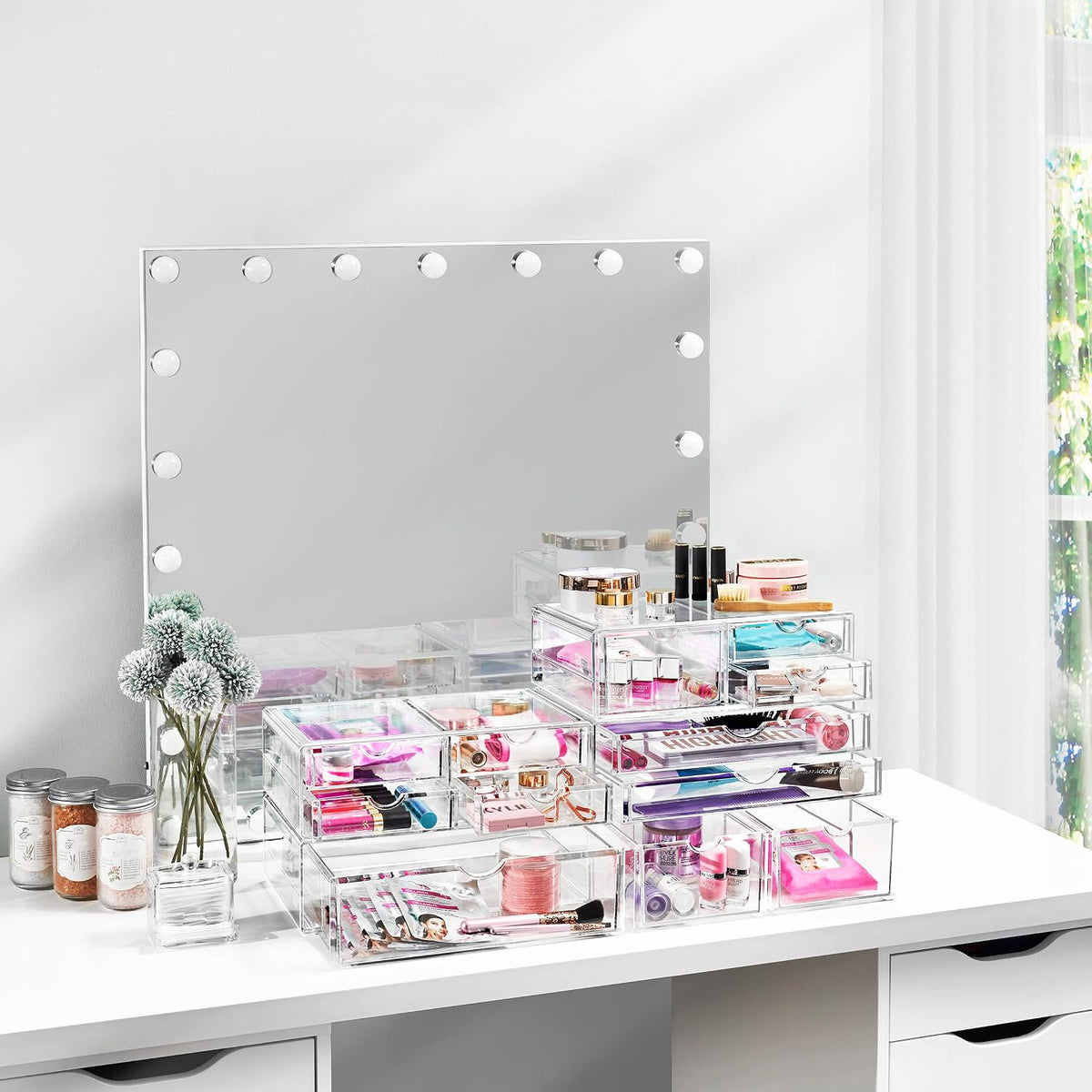 Sorbus Acrylic Drawers, Clear Makeup Organizer for Vanity (3 Drawers)