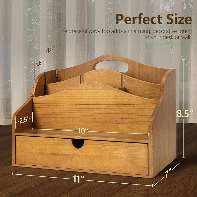 Pine Wood Mail Organizer For Desk - Image 2