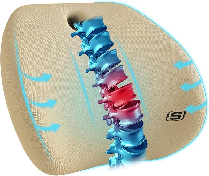 Skechers Lumbar Support Pillow for Office Chair, Memory Foam Lumbar Pillow by Skechers