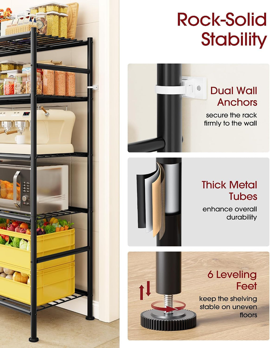 sakugi 5-tier heavy-duty garage storage shelves, 59.1"x15.7"x69.2", black, package contents