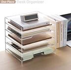SANRUI Acrylic Desk File Organizer 5 Tier Letter Tray Paper Organizer - Image 5