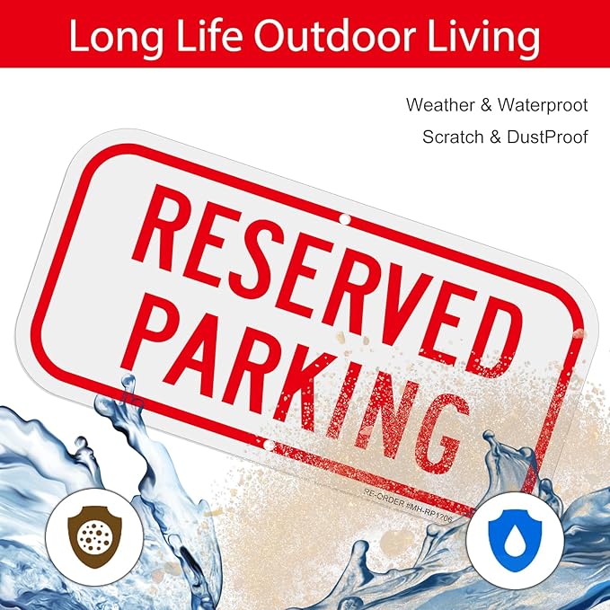 2 Pack Reserved Parking Signs, 12x6Inch Aluminum Reserved Sign, UV Protected - Image 7