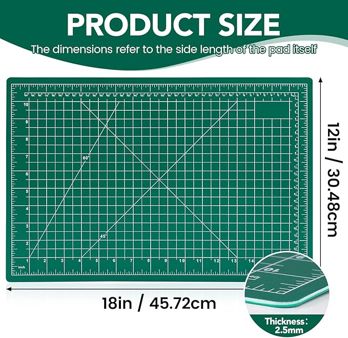 CLOYAN Cutting Mat 12"x18", 1 Pack Double-Sided 5-Ply Self Healing Sewing - Image 2