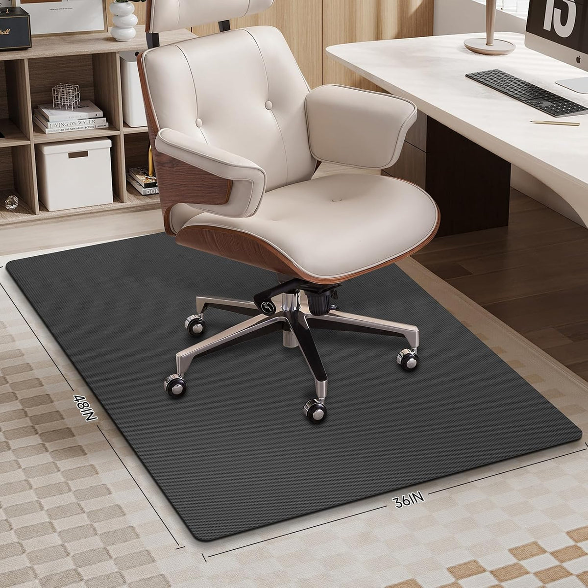 insefocc Office Chair Mat, 48 x 36 Inch Black TPE Desk Chair Floor Protector,...