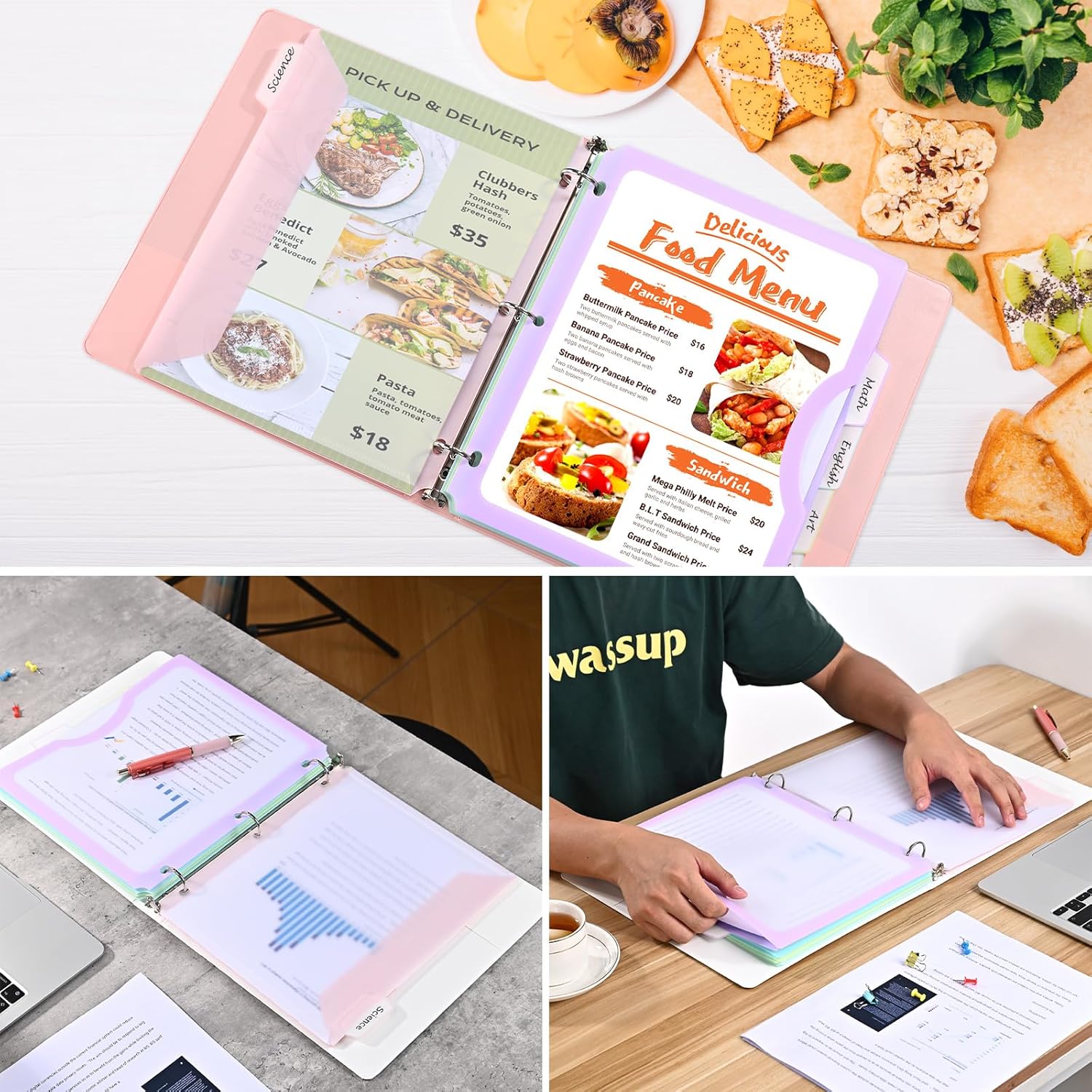 5 Tabs Dividers for 3 Ring Binder, 5 Pastel Binder Dividers with Pocket for US Letter Size, Binder Dividers with Tabs (XY024) (12)