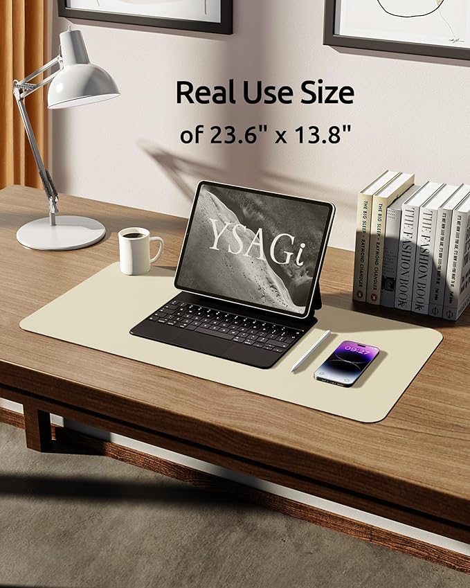YSAGi Leather Desk Pad Protector, Office Desk Mat, Large Mouse Pad, Non-Slip PU - Image 5