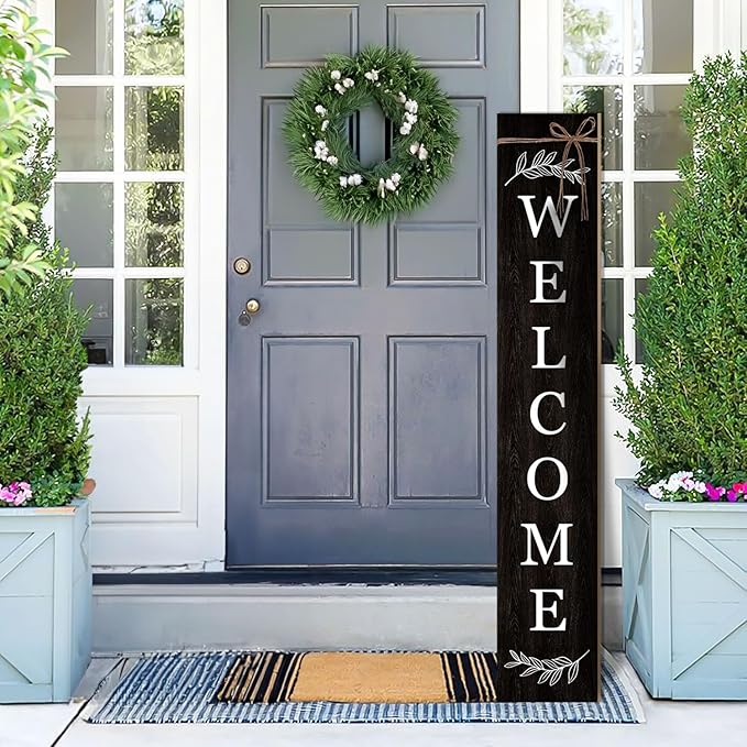 Welcome Porch Sign Decor Wooden Hanging Sign Door Porch Standing Decorative by ARTUFAN