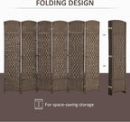 HOMCOM 6 Panel Room Divider, Hand-Woven Freestanding Wall Partition - Image 3