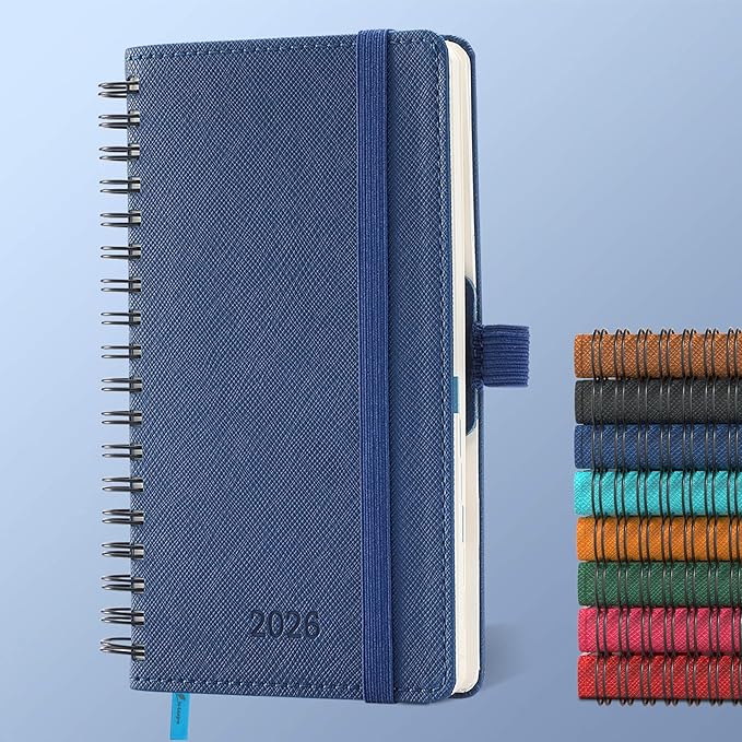 IN-LUXPRO Planner 2026 Daily Weekly and Monthly, 6.5"x3.75", 12 Months Spiral by IN-LUXPRO