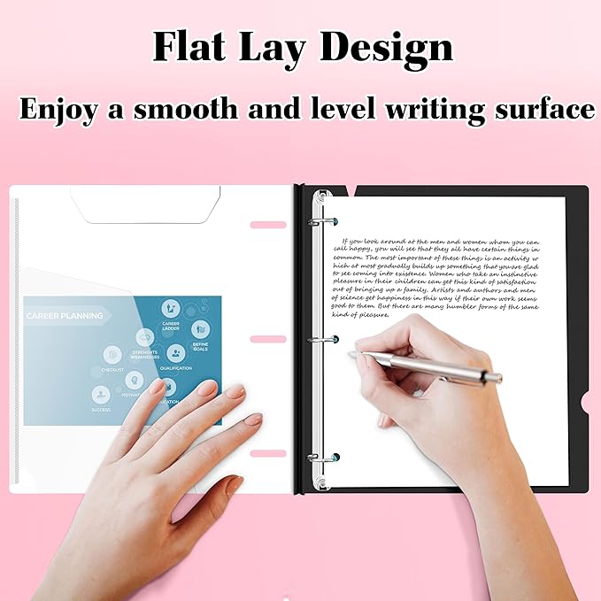 INFUN 1 Inch Telescoping 3 Ring Binder Black+White - Image 5