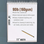 U.S. Art Supply 11”x14 Premium Heavy-Weight Paper Spiral Bound Sketch Book: 90 - Image 3