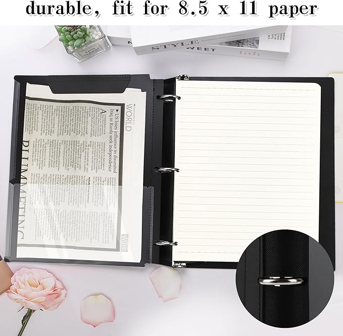 Tashkummy 360° Pivotable 3 Ring Binder, Upgraded Foldable Binders 1 inch 12 Pack - Image 9