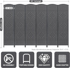 Cocosica 6 Panel Room Divider, 6Ft Folding Privacy Screen, Tall - Image 3