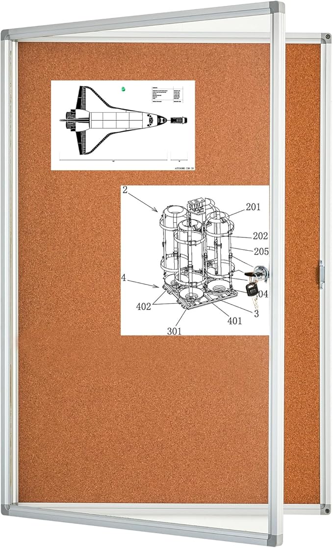 BIBOC EnclosedCork Bulletin Board 36x24 inch Lockable Cork Noticeboard Display by BIBOCOFFIC
