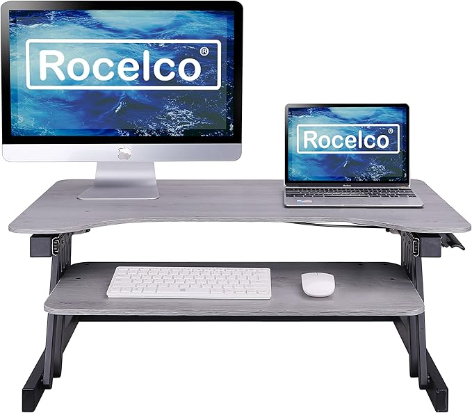 Rocelco 37.5" Deluxe Height Adjustable Standing Desk Converter - Image 6