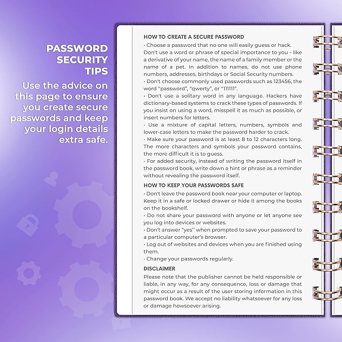 Clever Fox Password Book Spiral – Mini Internet Address & Password Organizer - Image 5
