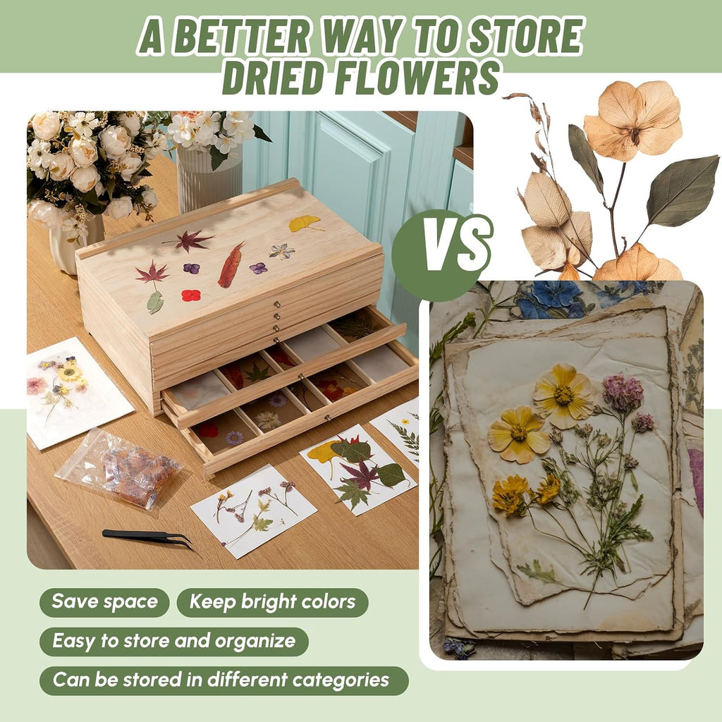 aceorbit 6 drawer wooden pressed flower storage box, package contents