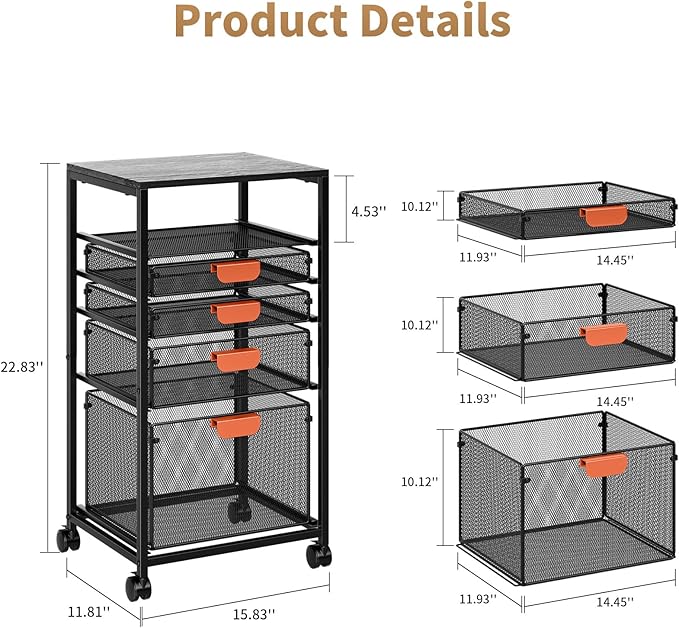Marbrasse Rolling File Cart - Image 2