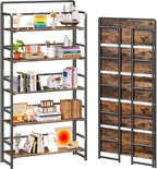 4NM No Assembly Extra Wide 5 Tiers Folding Bookshelf Storage Shelves Vintage by 4NM