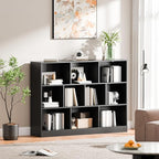 Cozy Castle Black Bookshelf, 3-Tier Open Shelf Bookcase, 10 Cube Storage - Image 5