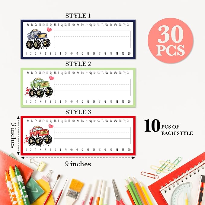 Name Tags for Classroom Desks, Truck Theme Students Name Plates, Truck Bash - Image 2