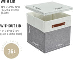 DECOMOMO Storage Basket with Lid, Storage Cubes with Handles, Fabric Box with - Image 7