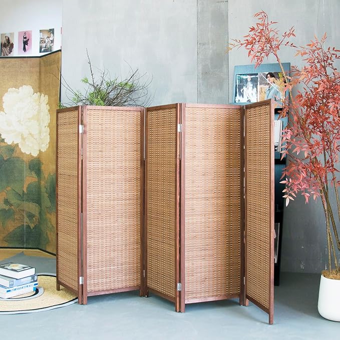 Furnnylane 5 Panel Short Room Divider Screen, Small Bamboo Panel Divider - Image 3