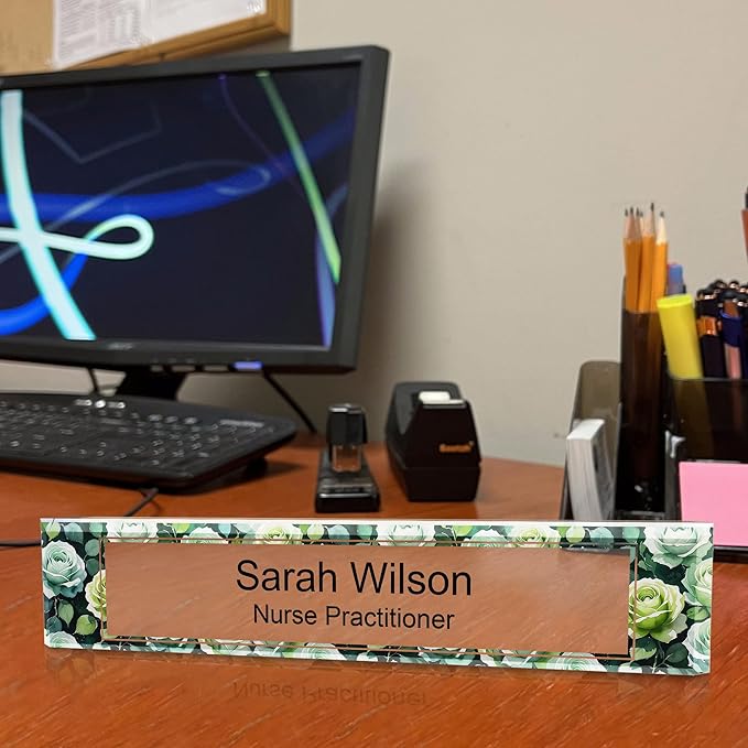 Signs ByLITA Floral Pattern Customized Nameplate | Sage Rose Personalized Full - Image 6